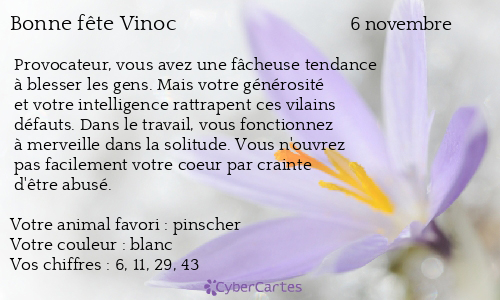 Carte bonne fête Vinoc