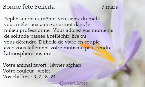 Carte bonne f&ecirc;te Felicita