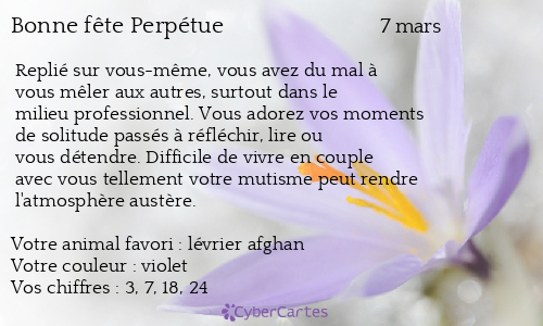 Carte bonne fête Perpétue