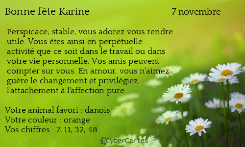 Carte bonne fête Karine