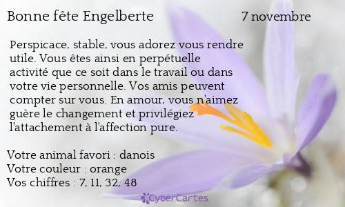 Carte bonne f&ecirc;te Engelberte