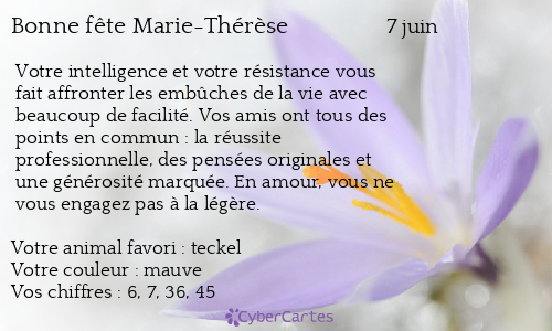 Carte bonne fête Marie-Thérèse