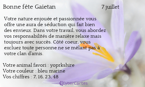 Carte bonne f&ecirc;te Gaietan