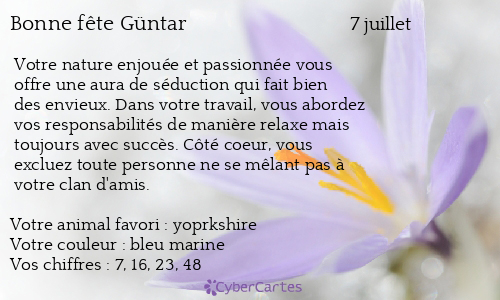 Carte bonne fête Güntar