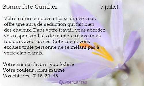 Carte bonne f&ecirc;te Günther