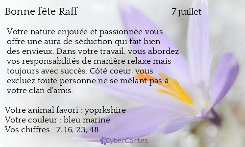 Carte bonne fête Raff