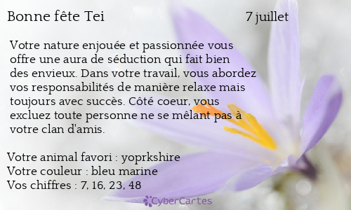 Carte bonne fête Tei