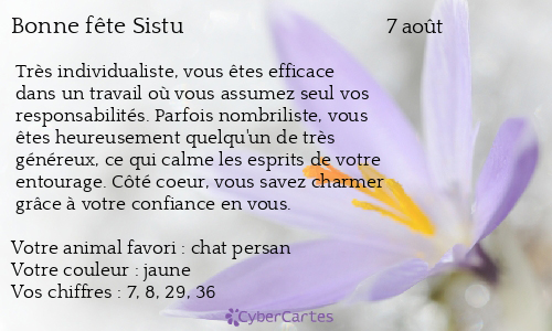 Carte bonne fête Sistu