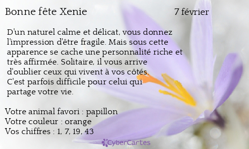 Carte bonne fête Xenie