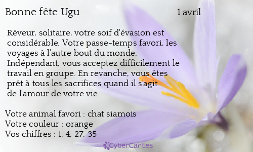 Carte bonne fête Ugu