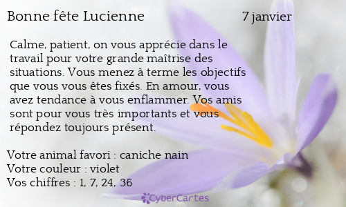 Carte bonne fête Lucienne