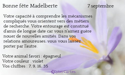 Carte bonne fête Madelberte