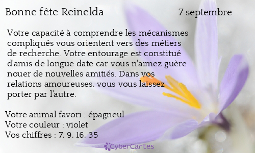 Carte bonne fête Reinelda