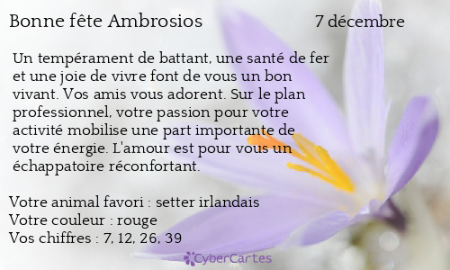 Carte bonne fête Ambrosios