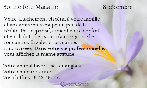 Carte bonne fête Macaire