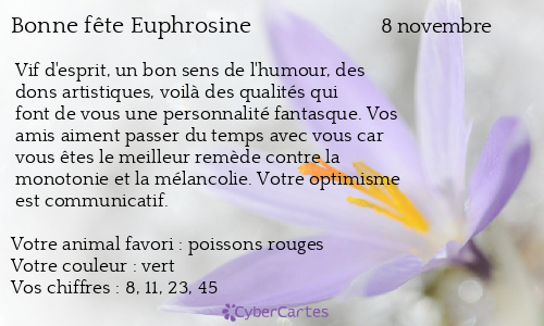 Carte bonne fête Euphrosine