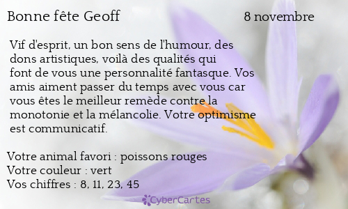 Carte bonne fête Geoff