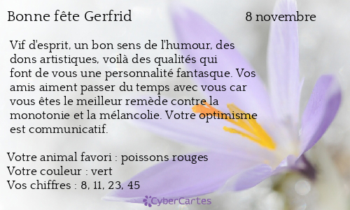 Carte bonne fête Gerfrid