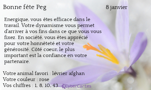 Carte bonne fête Peg