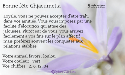 Carte bonne fête Ghjacumetta