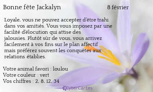 Carte bonne fête Jackalyn