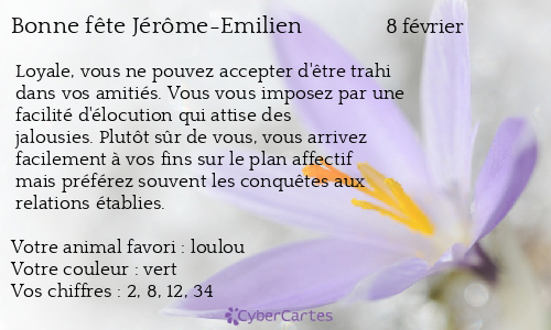 Carte bonne fête Jérôme-Emilien