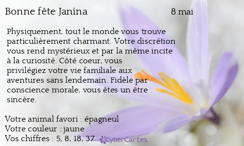 Carte bonne fête Janina