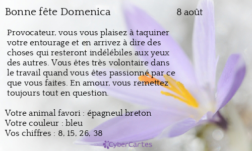 Carte bonne f&ecirc;te Domenica