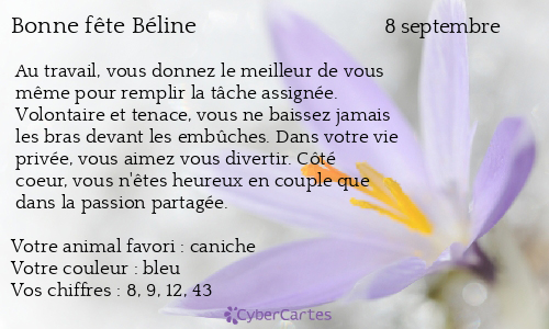 Carte bonne f&ecirc;te Béline
