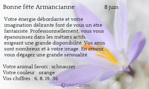 Carte bonne f&ecirc;te Armancianne
