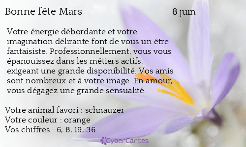 Carte bonne fête Mars