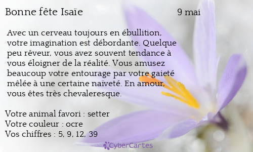 Carte bonne fête Isaïe