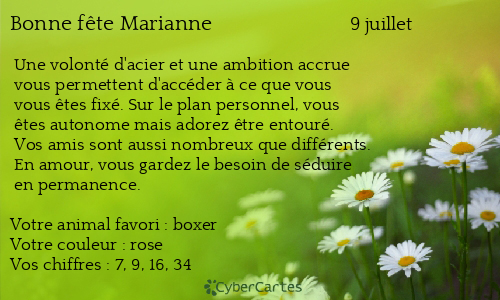 Carte bonne fête Marianne