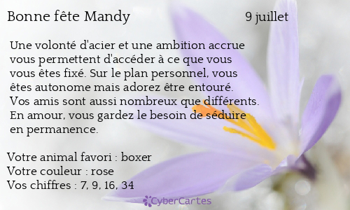 Carte bonne fête Mandy